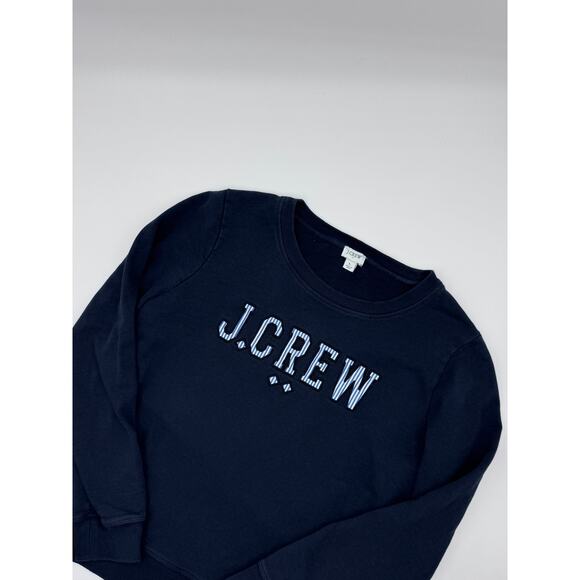 J Crew Logo Sweatshirt in Cloudspun Fleece Navy Large - Picture 1 of 3